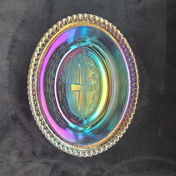 Hen On Nest Carnival Glass Oil Slick - Picture 4 of 8